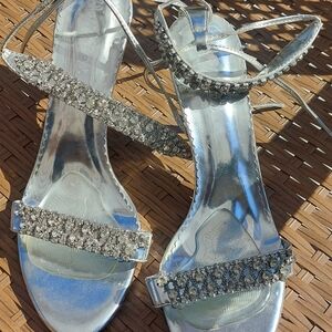 Glamorous Silver Rhinestone Women's Heels